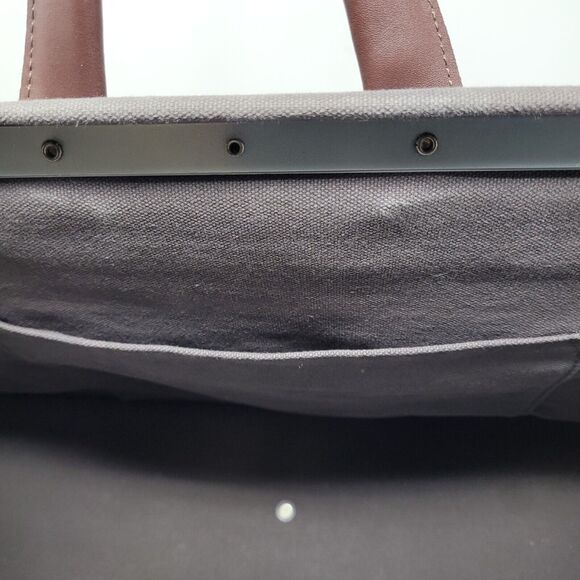 Line of Trade Men's Leather Canvas Weekender or Tool Bag Olive Green Brown LARGE - Picture 4 of 11